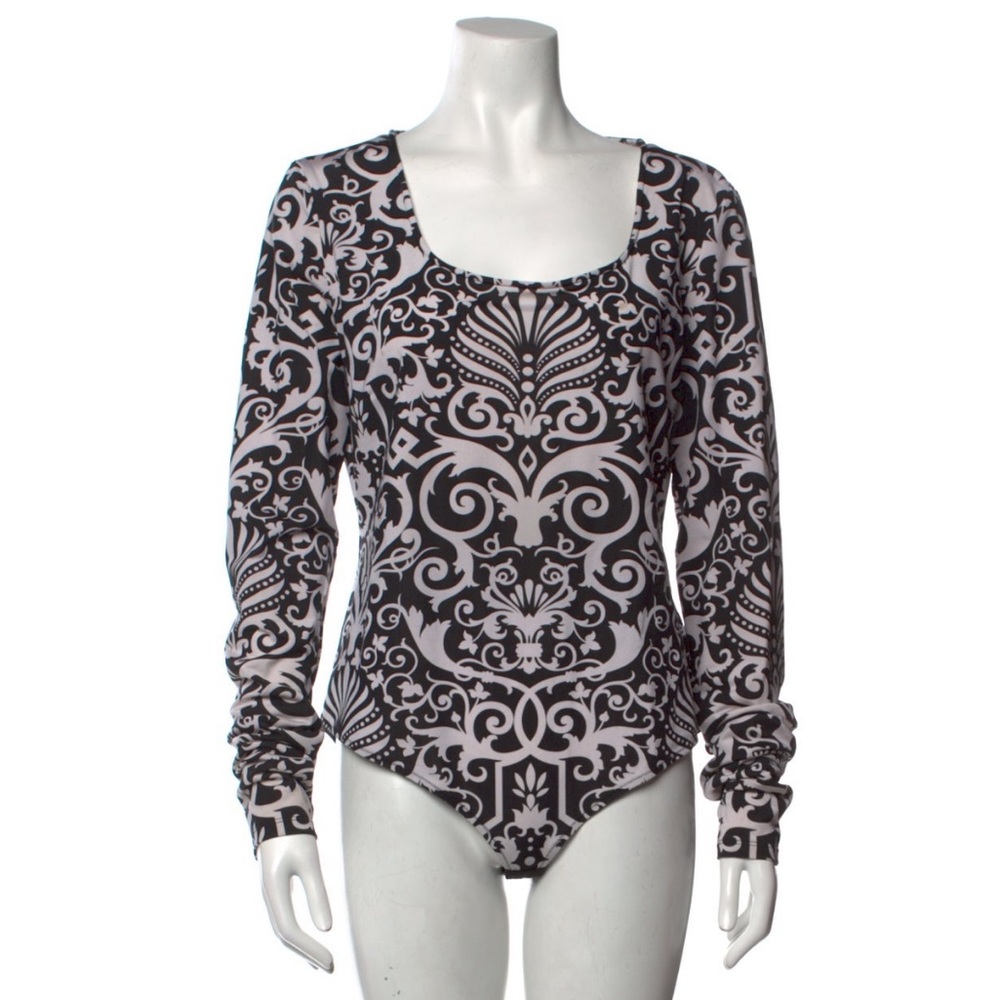 Versace Printed Scoop Neck Bodysuit